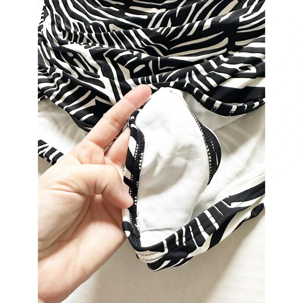 Michael‎ Kors One Piece Swimsuit 14 Black Zebra Cutout Monokini